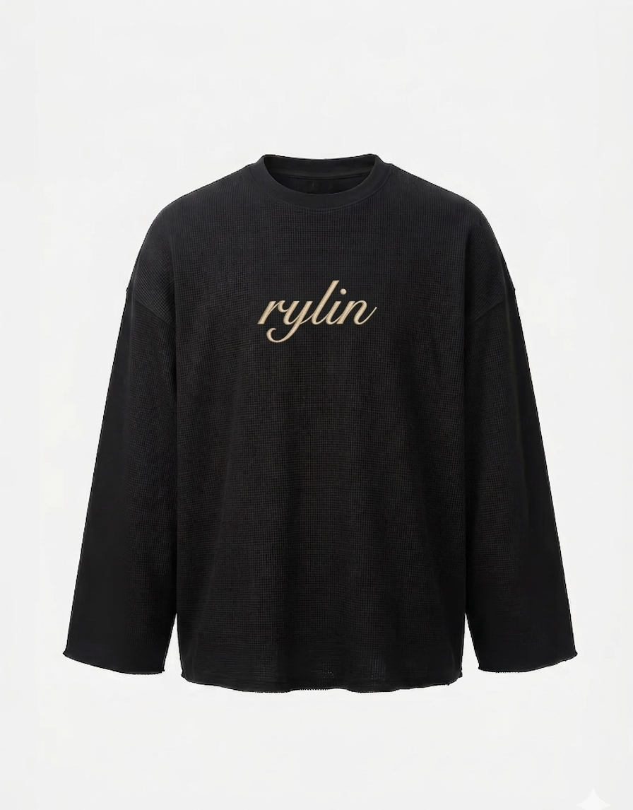 RYLIN WAFFLE BLACK TEE