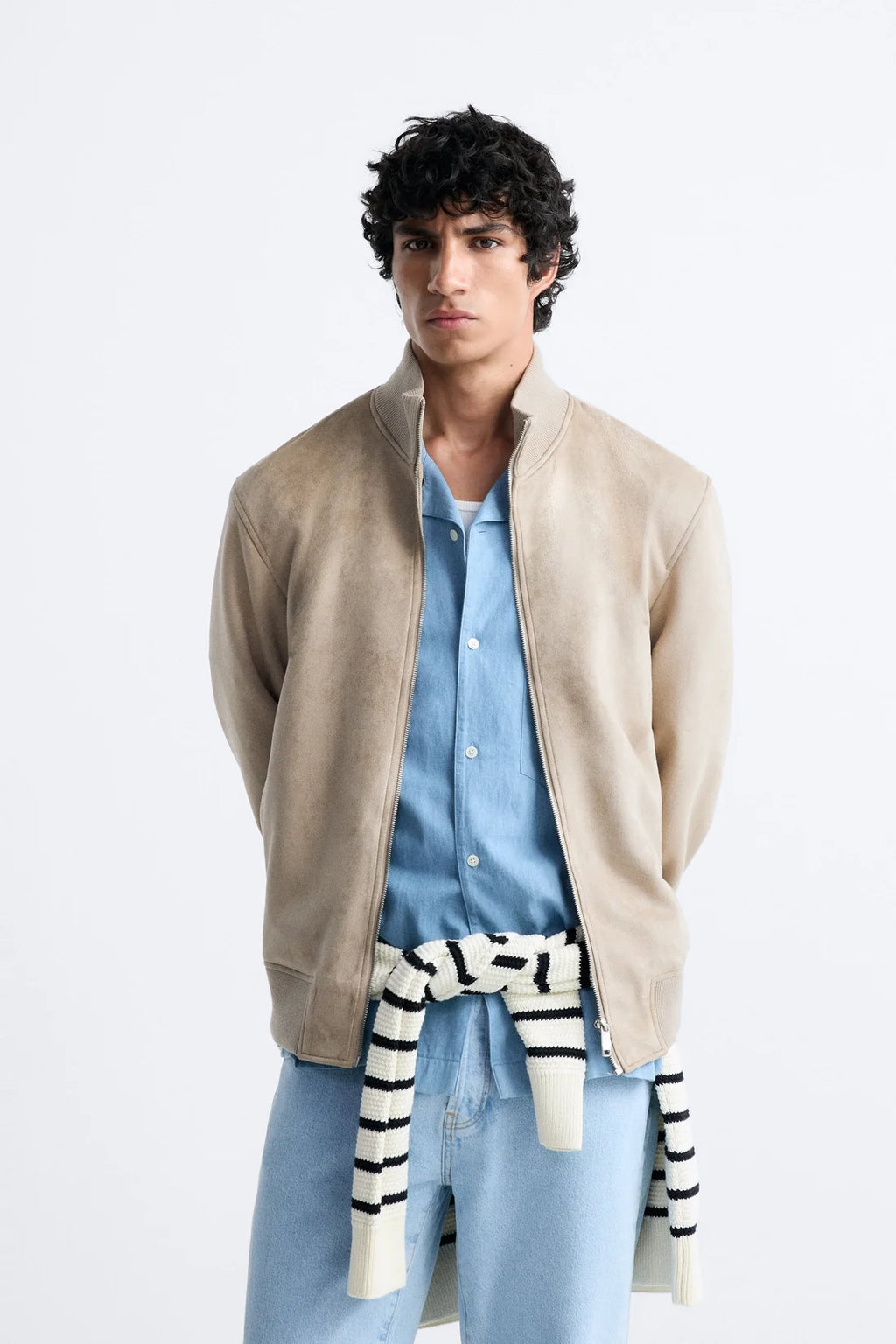 SUEDE BOMBER LEATHER JACKET