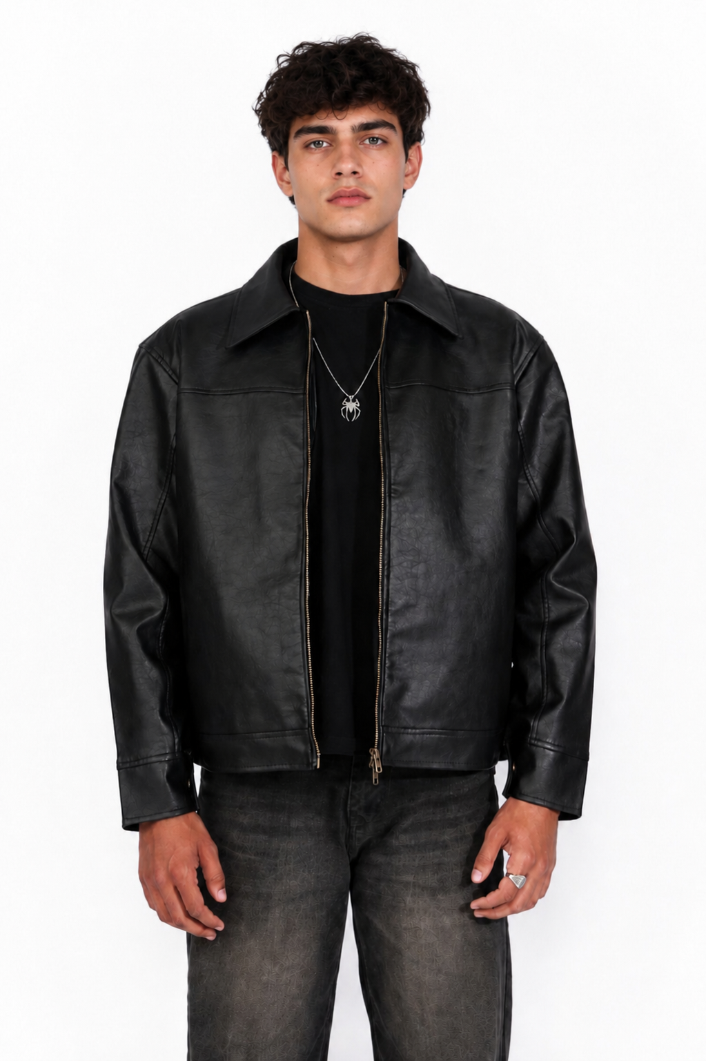 BOXY FIT LEATHER JACKET