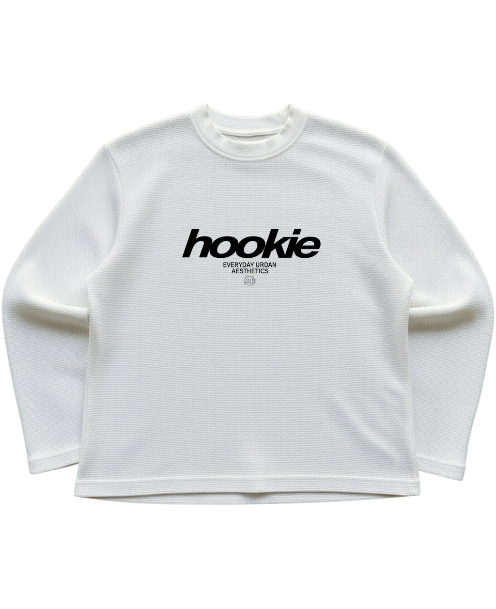 Off-white waffle knit oversized full-sleeve Front Design