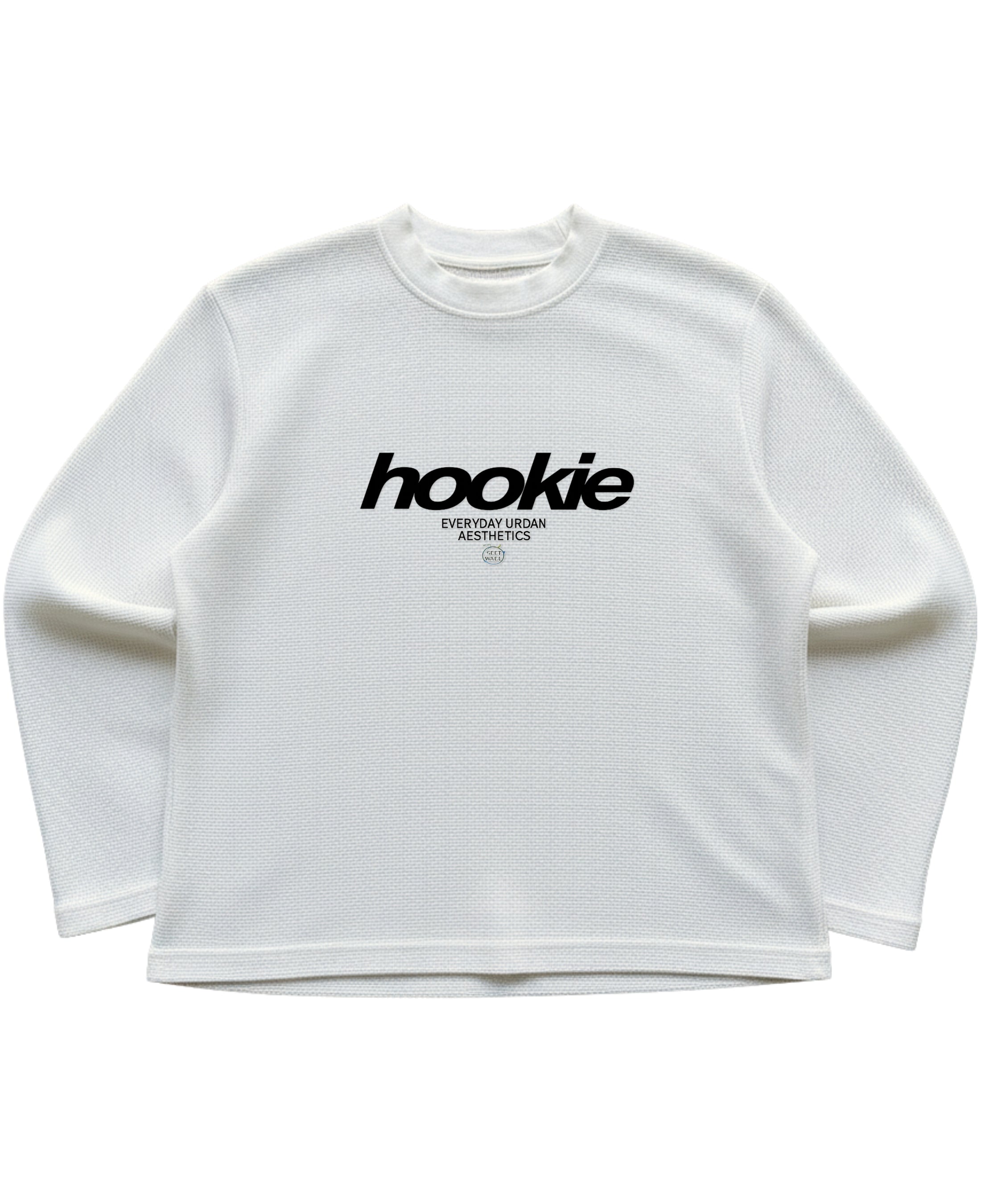 Off-white waffle knit oversized full-sleeve Front Design