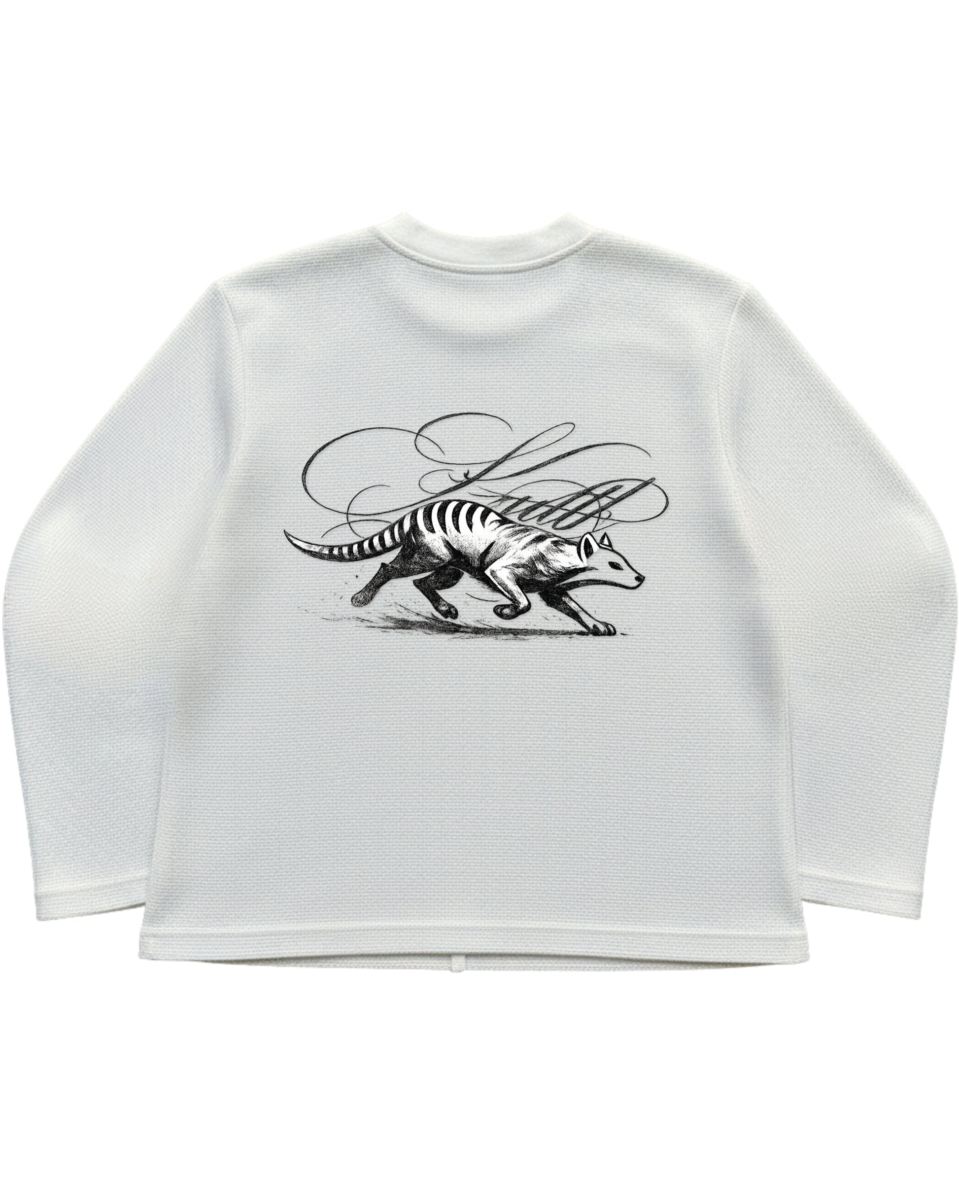 Off-white waffle knit oversized full-sleeve Back Design