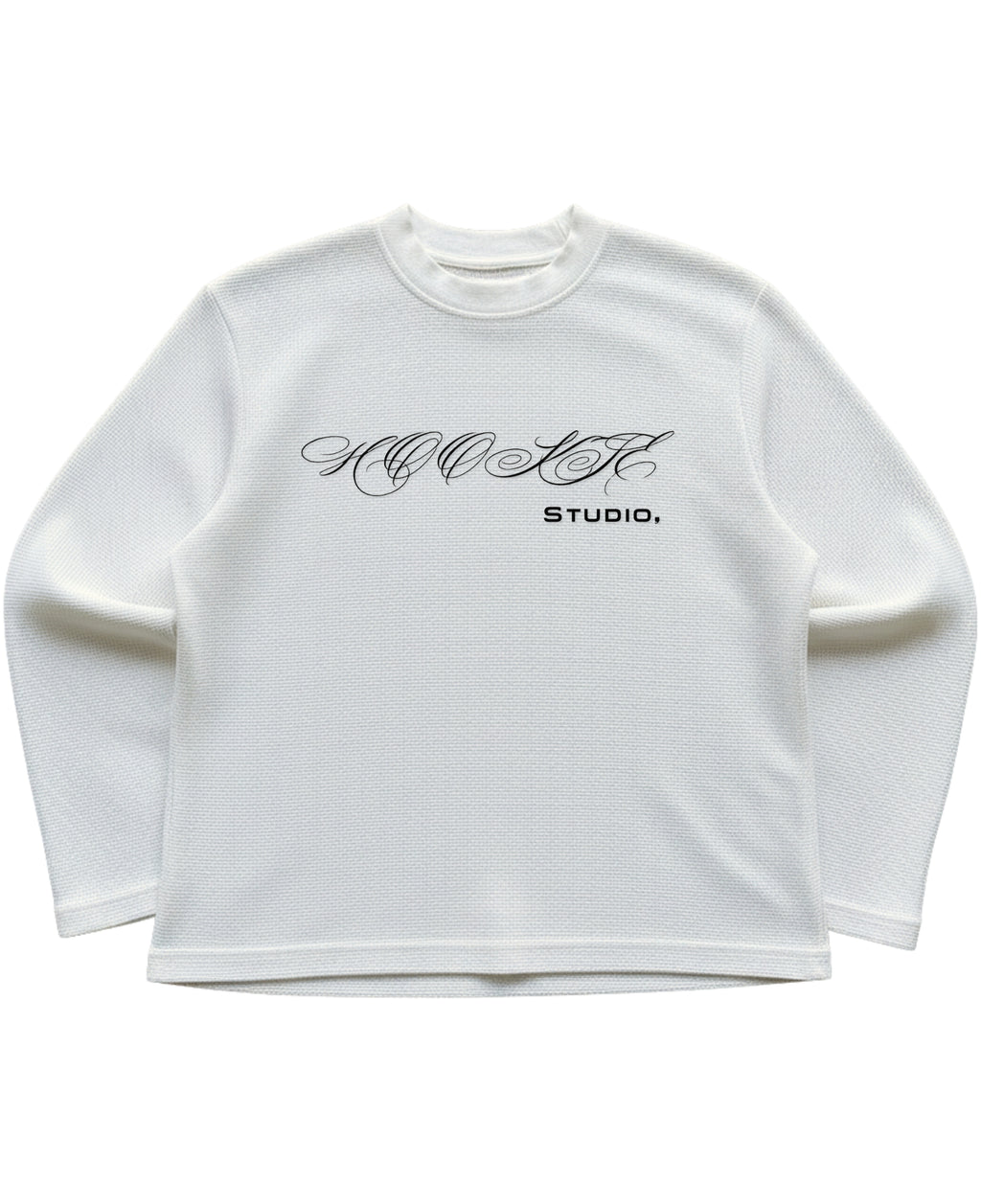 Off-white waffle knit oversized full-sleeve Front Design