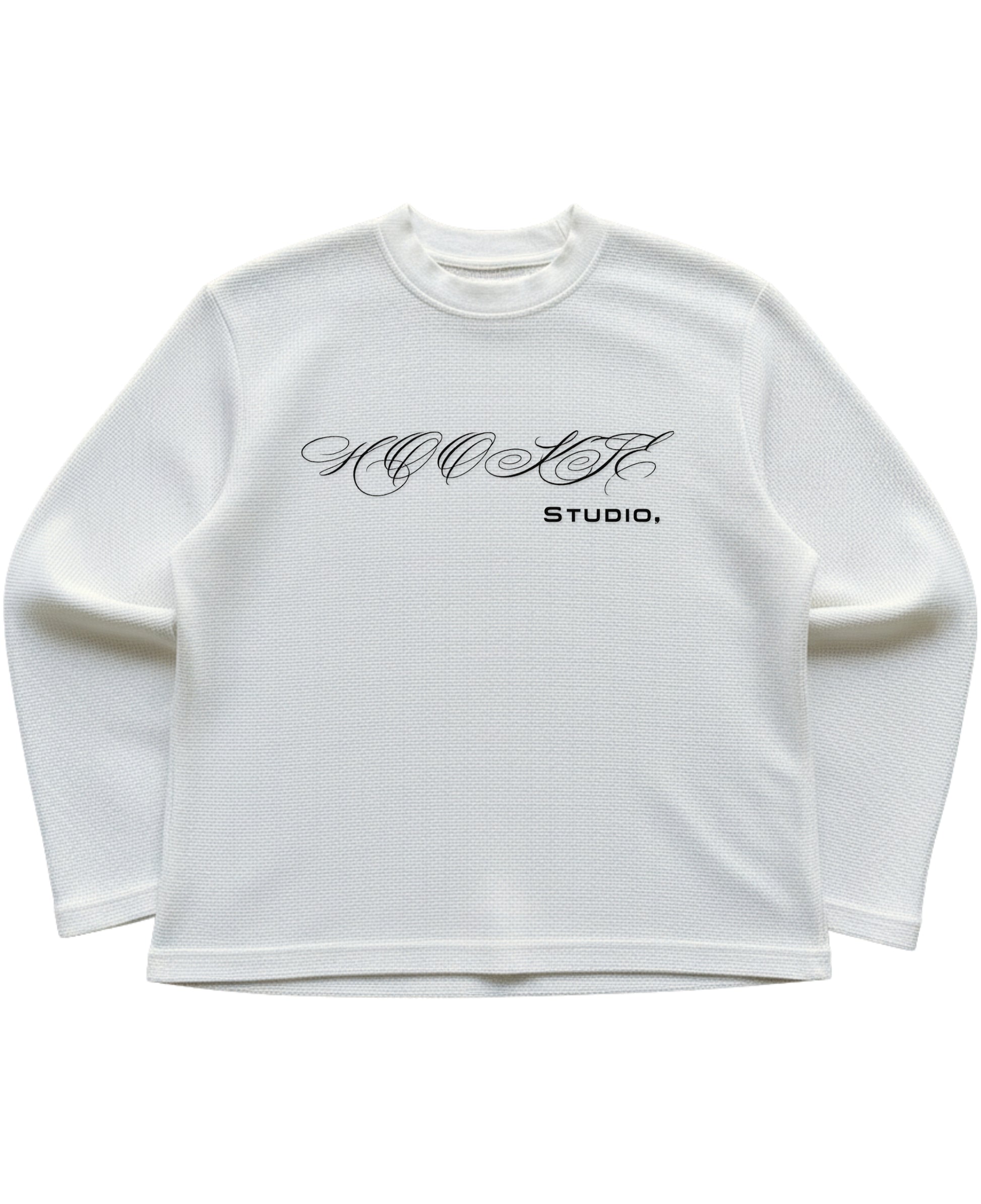 Off-white waffle knit oversized full-sleeve Front Design