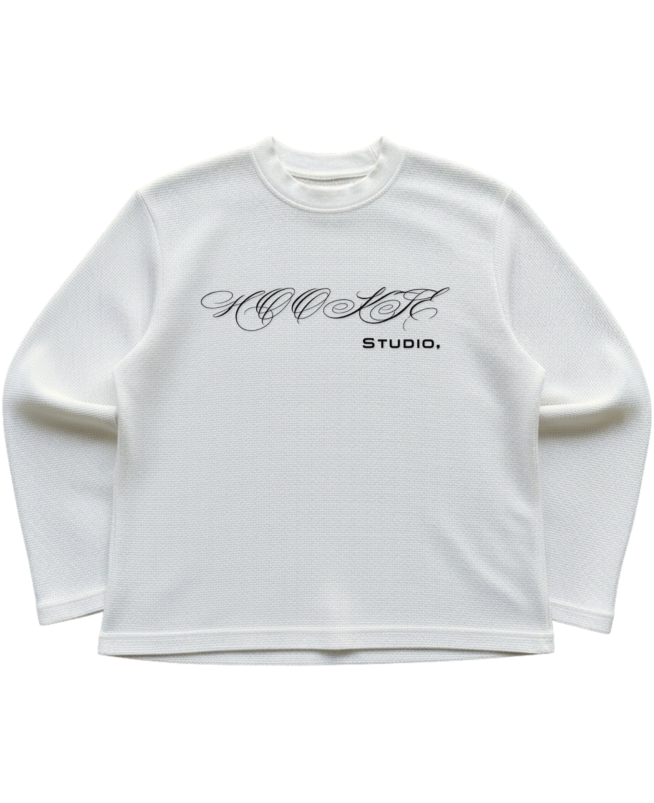 Off-white waffle knit oversized full-sleeve Front Design
