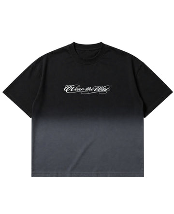 Black Ombré Wash Boxy Fit T-shirt Front Design