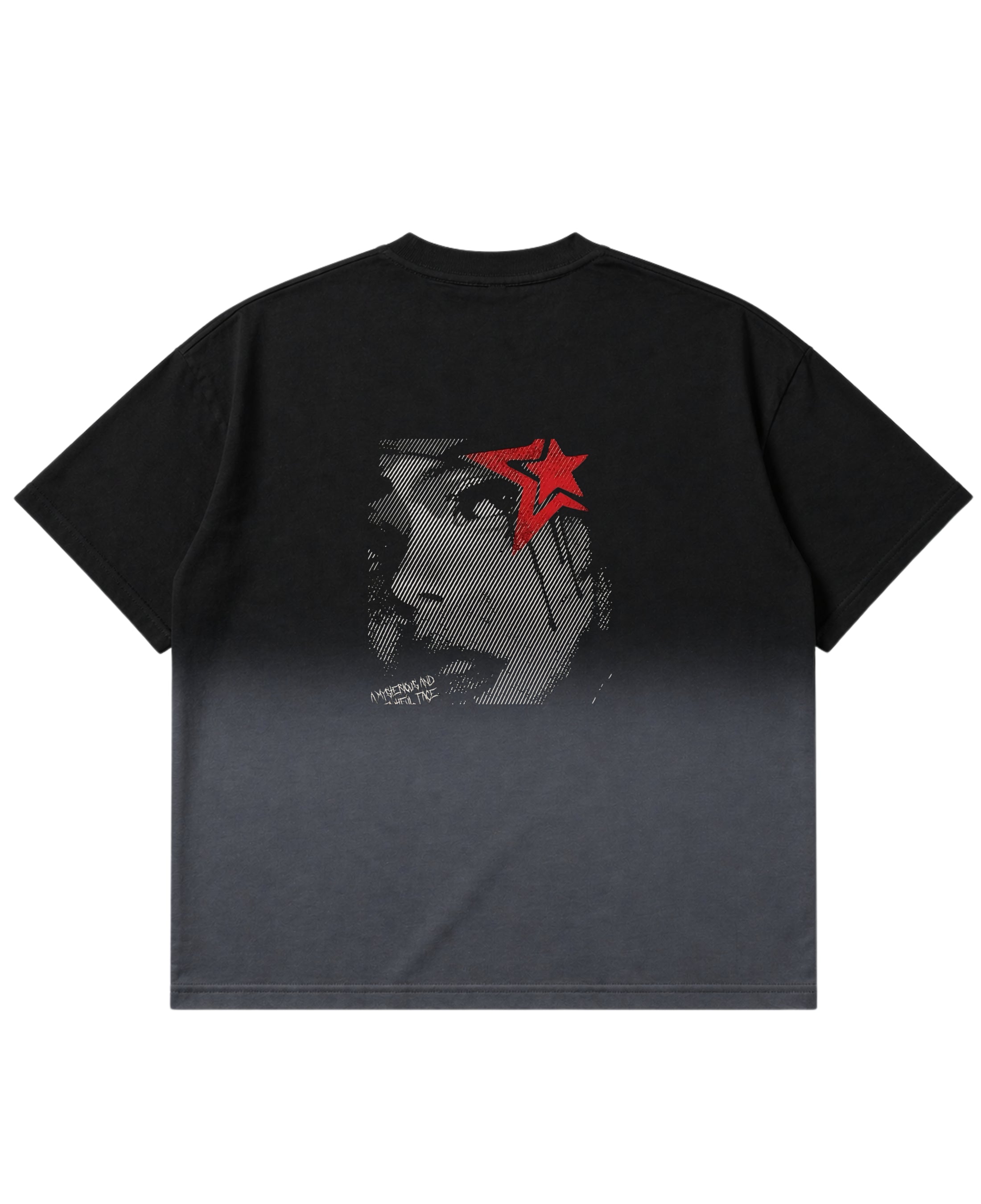 Black Ombré Wash Boxy Fit T-shirt Back Design