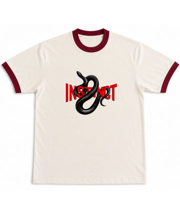 Off White & Maroon Ringer tee Front Design