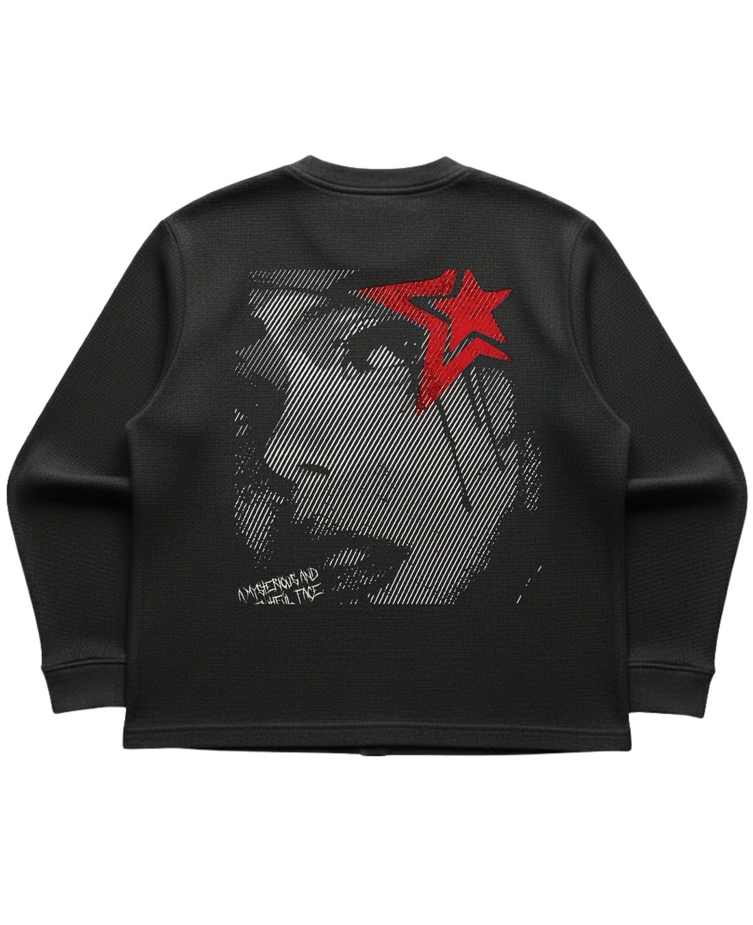 Black waffle knit oversized full-sleeve Front Design