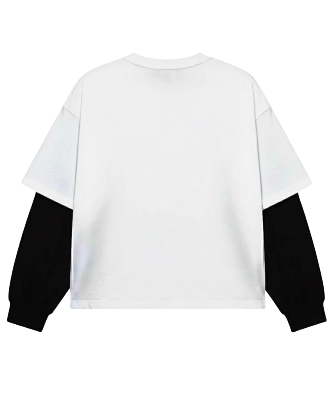 White With Black Sleeve Oversized Tee Front Design